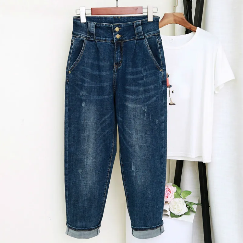 Spring Autumn Boyfriend Jeans For Women Blue High Waist Loose Denim Jeans Female Harem Pants Trousers vaqueros mujer 
