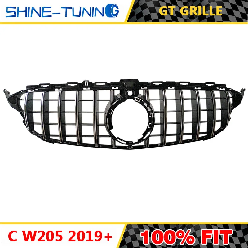 Передняя решетка подходит для mercedes New C class W205 GT R GTR C180 C200 C250 C300 без эмблемы 2019 с/без