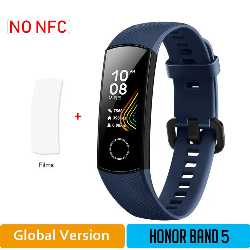 BlueGlobal5 add F Глобальная версия Honor Band 5 браслет с кислородом крови смарт-трекеры активности Bluetooth умный Браслет мониторинг сердечного ритма - Цвет: BlueGlobal5 add F