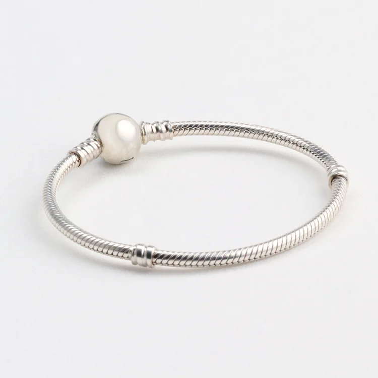 

New S925 Sterling Silver original Logo Moments Basic Snake Bracelet chain Bangles For Women Bead Charm Jewelry Holiday Gift