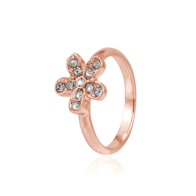 

Buipoey 3 Color Fashion Crystal Daisy Flowers Ring For Women Original Stackable Lovers Female Engaged Wedding Ring Jewelry Gift