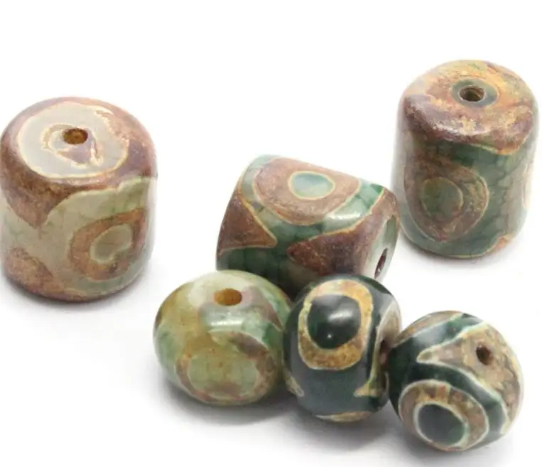 

5pcs/lot Vintage Stone Natural Tibetan Dzi Agates Stone Beads Oval Geometric Nine-eyed Antique Agates Beads