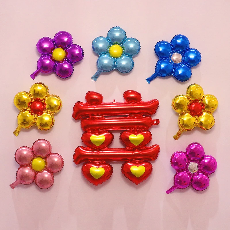 Креативные шары из фольги с лепестками цветов безопасные цветные шарики для