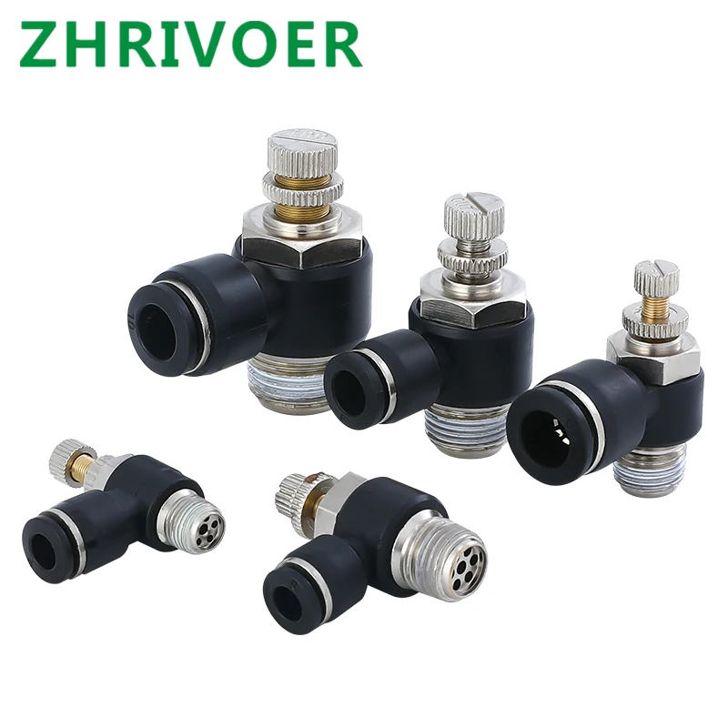 

Фитинги для соединения с наружной резьбой, колено, фитинги для пневматического регулятора скорости, черная трубка 4-12 мм-M5 1/8 дюйма 1/4 дюйма 3/8...