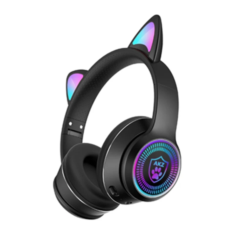 

K27 Cat Ear Head Mounted Bluetooth 5.0 Headphones Wireless Cool Color Light Headphones Computer Electric For DJ Live Broadcast