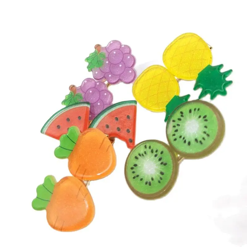 

Wholesale 50Pcs BB Hair Clip Watermelon Carrot Pineapple Grap Barrettes Kiwi Fruit Hairpin Accessories