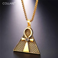 collare pyramid pendant ankh egyptian cross key of the nile gold color men jewelry 316l stainless steel necklace women p092