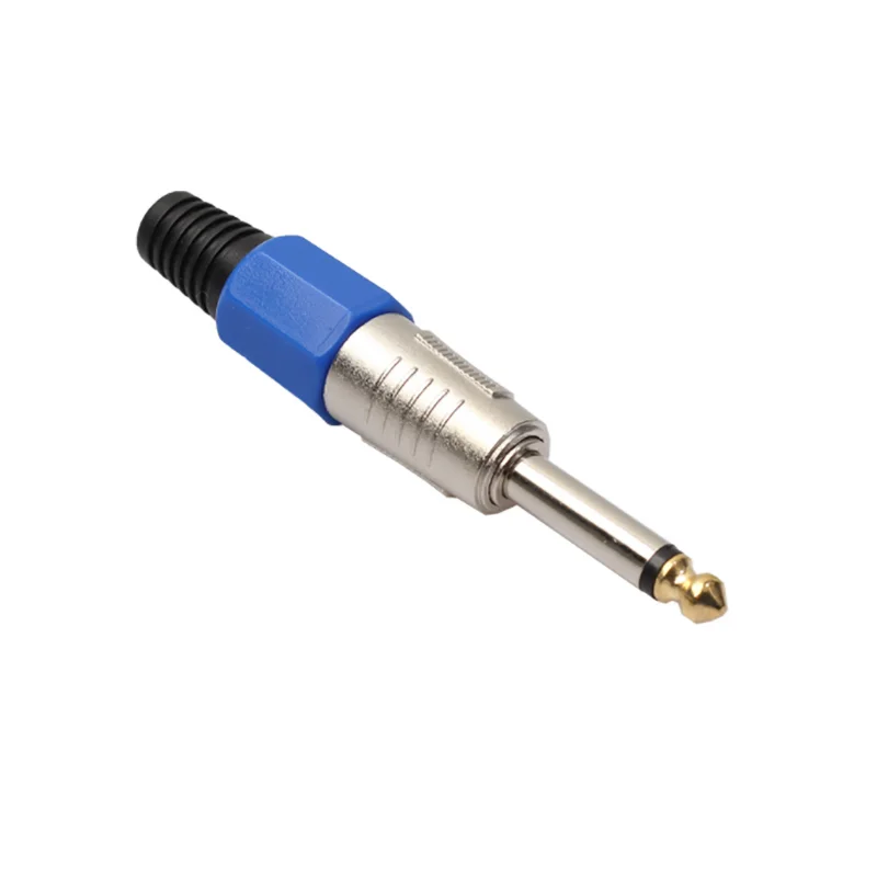 

Gold-plated 6.35mm stereo audio plug sound single jack connector zinc alloy + PVC buffer rubber audio head