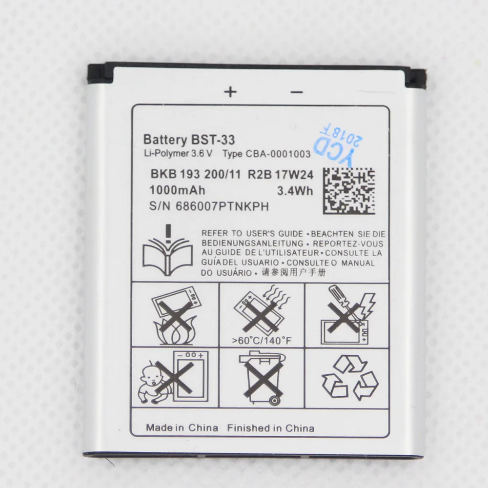 ISUNOO 950mAh BST-33 BST 33 Замена батареи для Sony Ericsson K800 I SATIO U1 W880I K810I W100I T700 T715