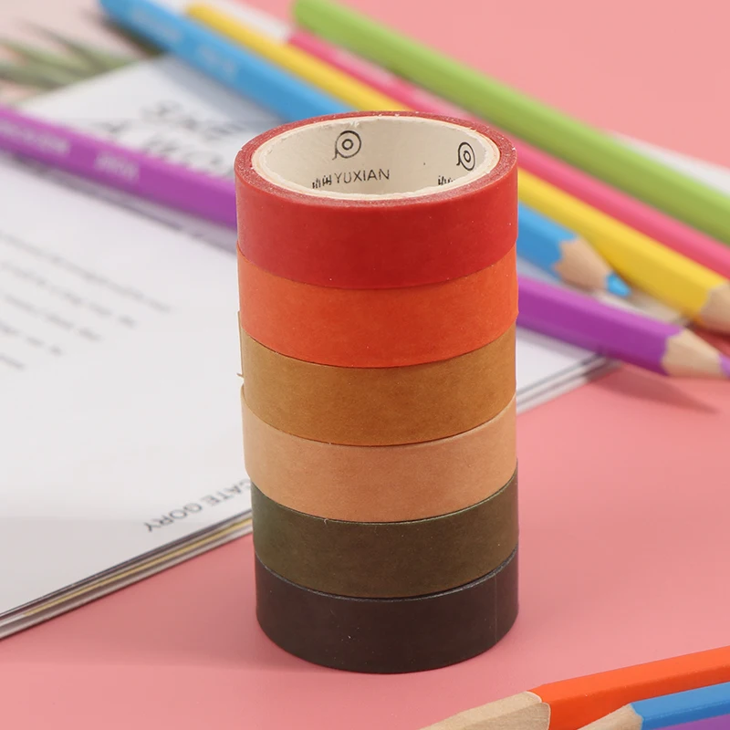 

6Pcs/Set Grid Washi Tape Cute Decorative Adhesive Tape Solid Color Masking Tape For Stickers Scrapbooking DIY Stationery Tape
