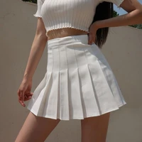 2022 summer new all match skirt black pleated skirt womens slim high waist white short skirt