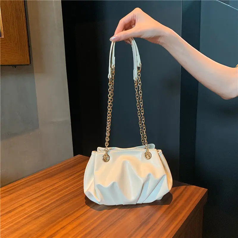 

Romantic And Elegant Style bags for women 2021 new luxury handbags soft PU fold Baguette bags Single shoulder bag chain bag sac
