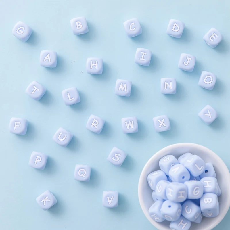 

100pc 12mm Silicone Letter Beads English Alphabe Bead DIY Baby Personalised Teething Toy Pendant Bracelet Accessories Nurse Gift