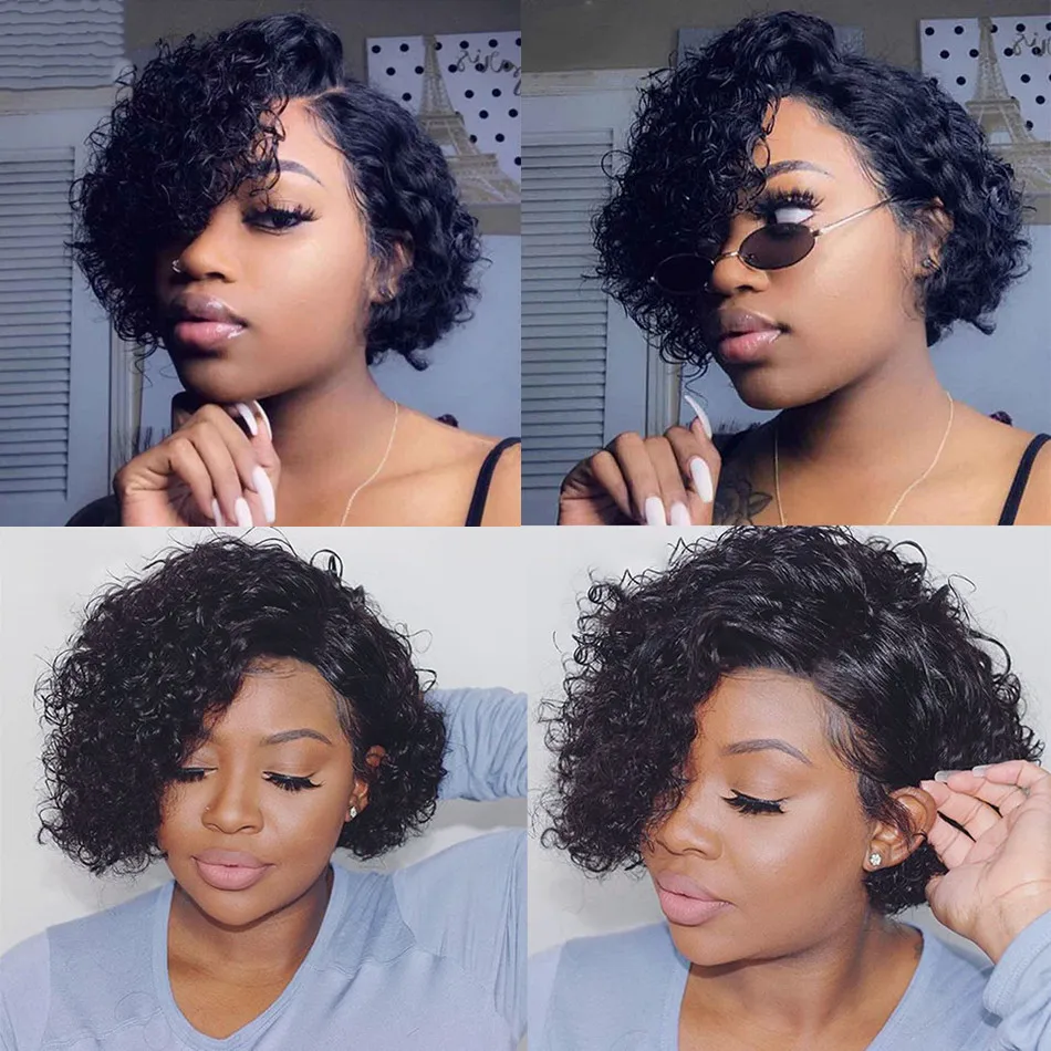 

Короткие кудрявые парики боб, парики из человеческих волос T на шнуровке спереди для женщин, парик с вырезанными волосами ФФИ Боб, бразильск...