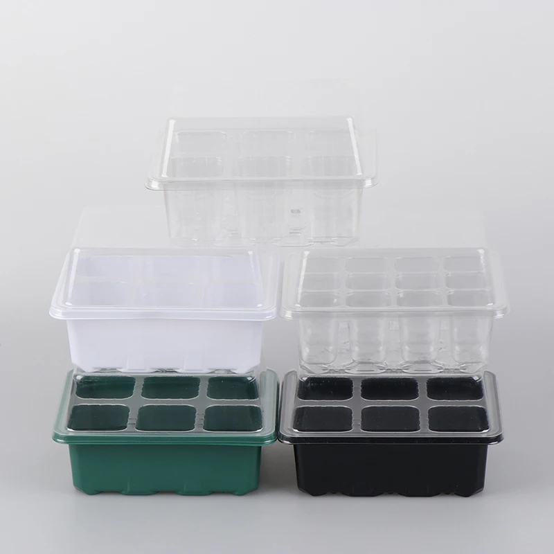 

6/12 Plastic Nursery Pots Planting Seed Tray Kit Plant Germination Box with Dome and Base Garden Grow Box Gardening Supplies