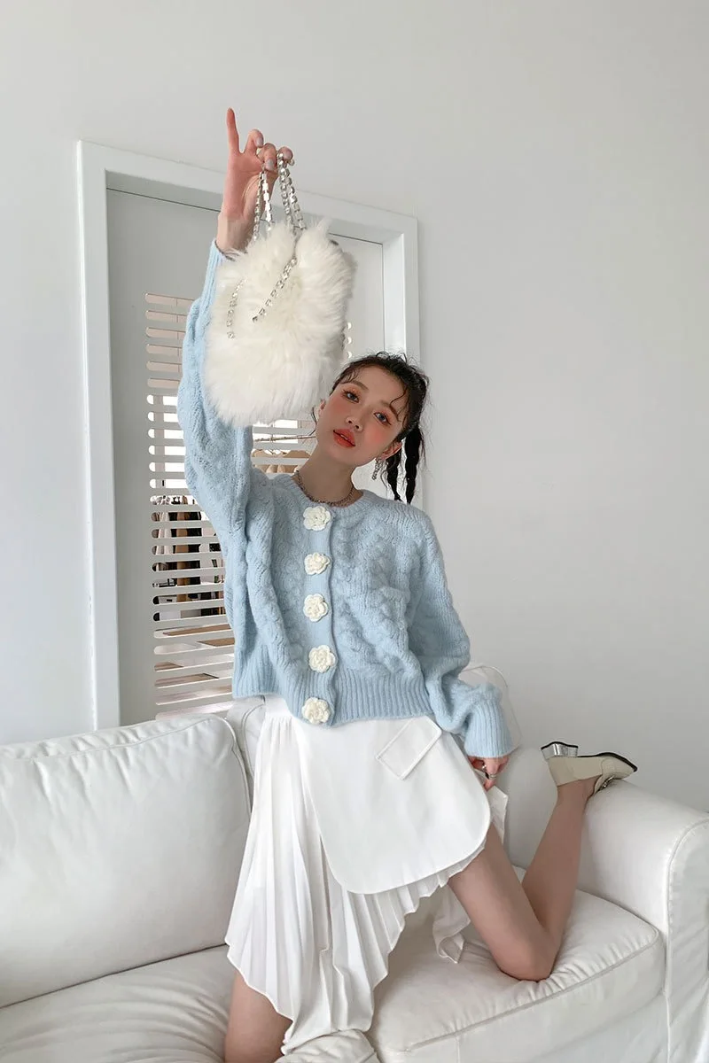 Элегантный свитер в стиле преппи Глория &amp Grace вязаный кардиган с голубыми