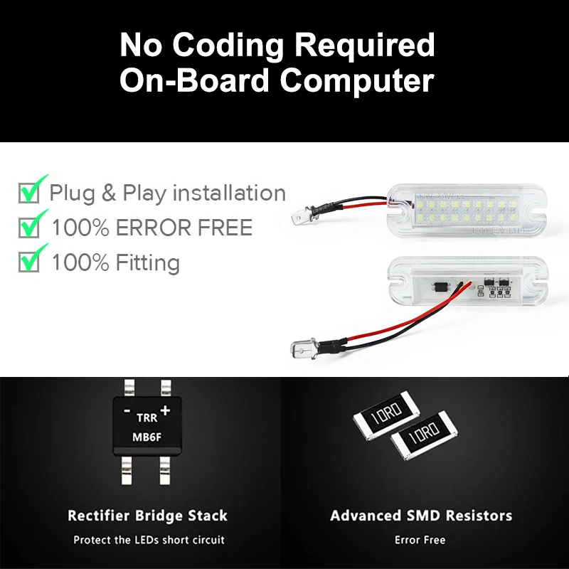 2Pcs No Error White LED License Plate Lights Car Accessories For Mercedes Benz W463 G500 G550 G55 G63 G65 AMG Number Lamps - купить по