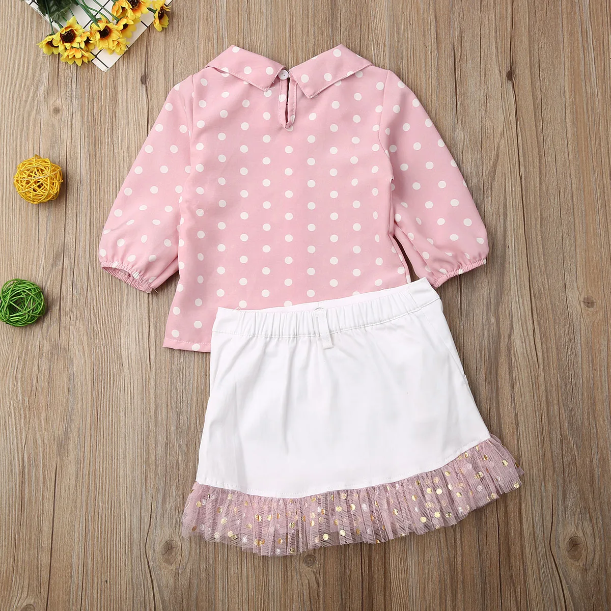 Топ в горошек для маленьких девочек футболка блузка пальто + кружевная юбка пачка
