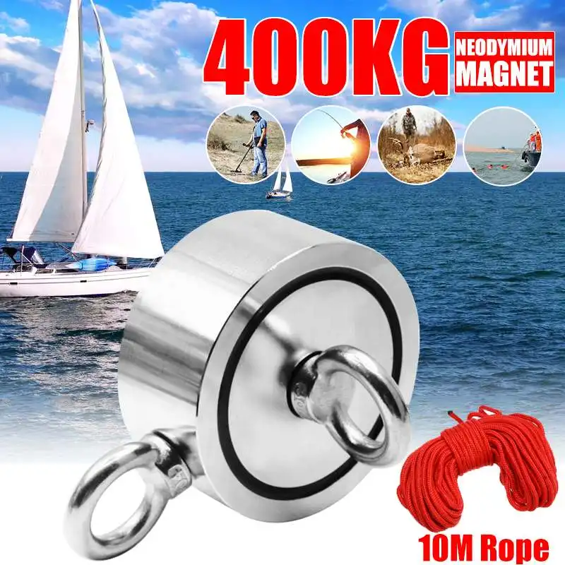 

D75mm Sea Fishing Magnet Strong Round Neodymium Magnet Double Side Search Magnet Hook Super Powerful Recovery Salvage +10m Rope