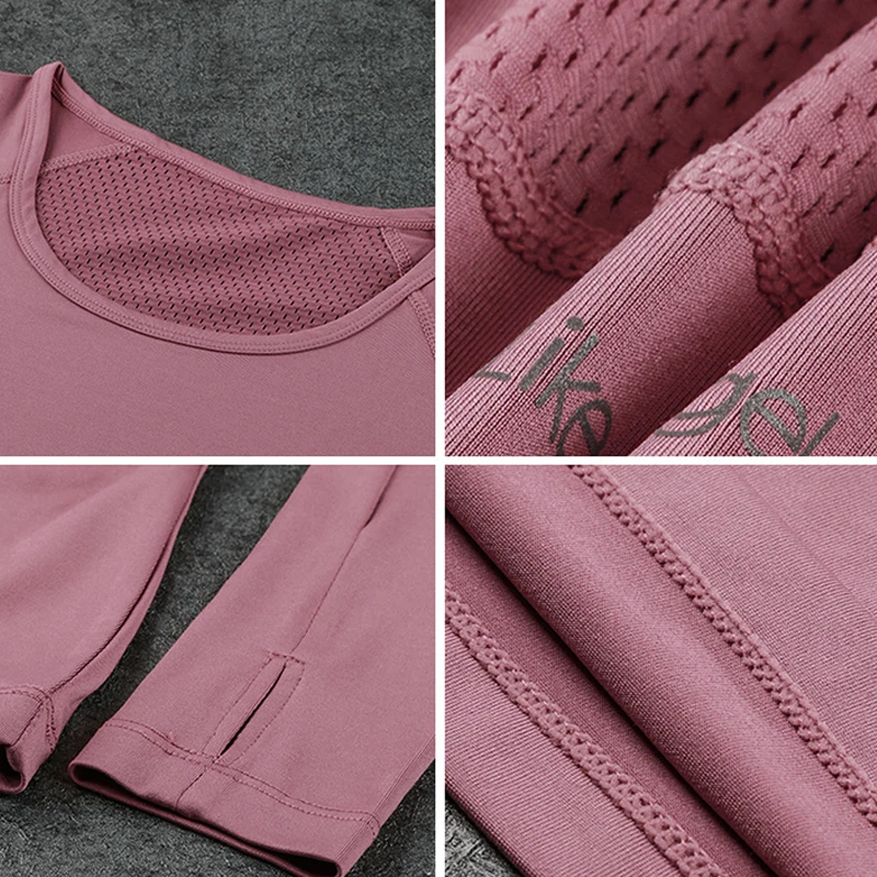 Рубашка для йоги с длинным рукавом женские сетчатые топы бега спортивных