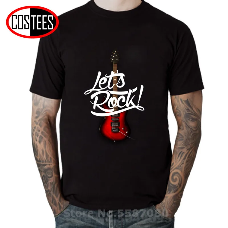 Футболка мужская с коротким рукавом тенниска надписью Let's Rock на заказ|Мужские