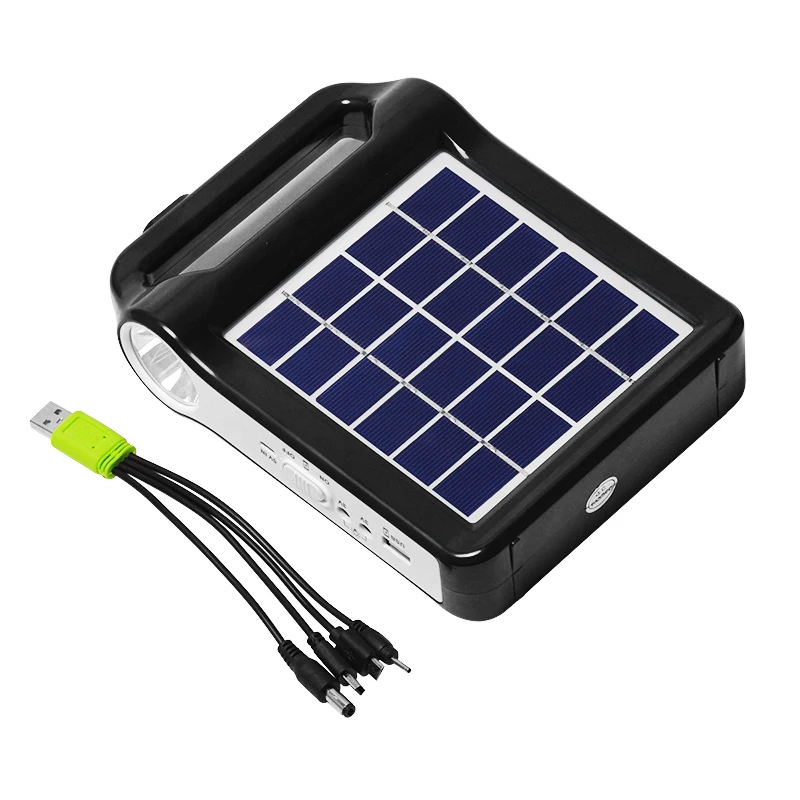 USB Charger Portable 6V Rechargeable Solar Panel Power Storage Generator System With Lamp Lighting Home Energy Kit | Обустройство