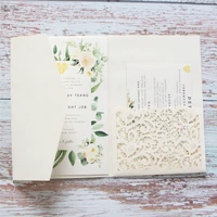 elegant invitation card wedding birthday floral laser pocket party decorations multi colors customized printing