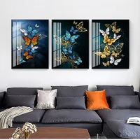 room cuadros salon big yelloow butterfly n print abstract golden blue butterfly wall art modern wall pictures for living