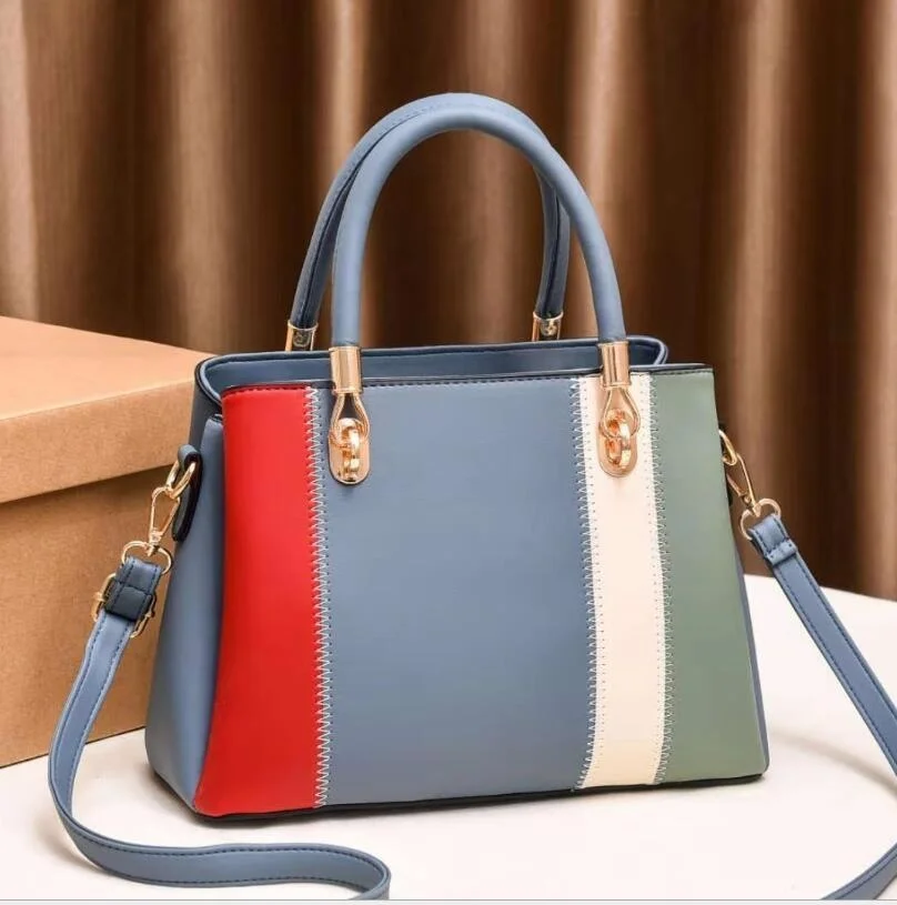

2021 New Fashion Color Matching Handbag Large-capacity One-Shoulder Messenger Bag Elegant Women Designer Luxury Handbags