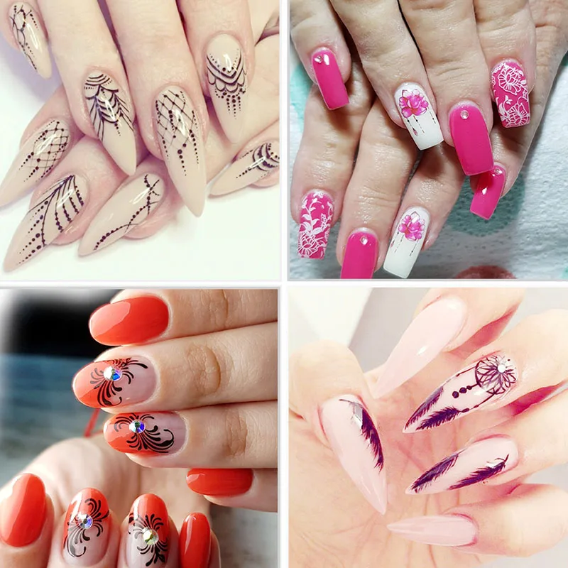 W 30 листов/Набор стикеров для ногтей золотые серебряные наклейки Природа серии