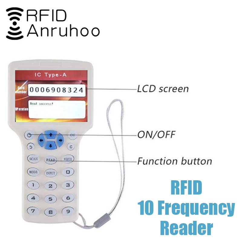 English USB 10Frequency Programmer RFID Duplicator 13.56Mhz NFC Smart Chip Card Decoding Reader 125Khz Key Writer Copier | Безопасность