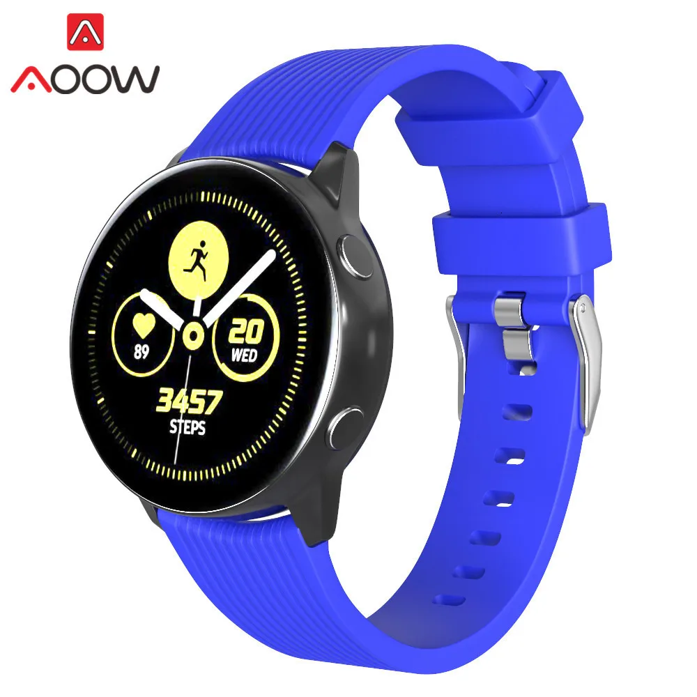 20 мм 22 мм силиконовый ремешок для часов samsung Galaxy Watch Active 42 мм 46 мм Резиновый Браслет ремешок для gear S2 S3 SM-R800 SM-R810