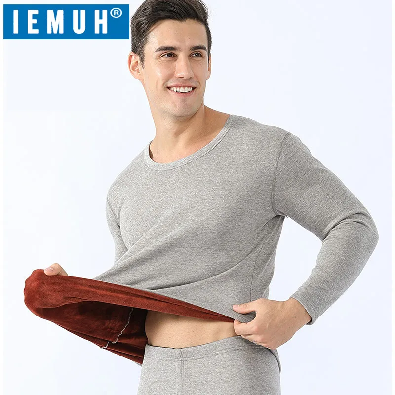 IEMUH зимние длинные кальсоны Толстые Мужские комплекты термобелья сохраняют