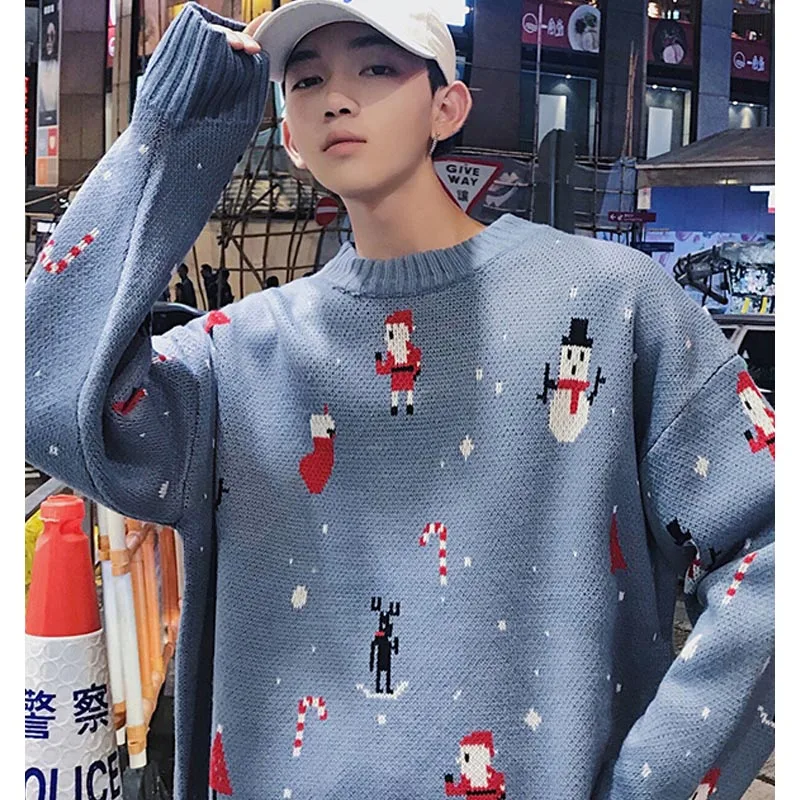 Свитер осень-зима для мужчин шикарный Рождественский свитер с круглым вырезом