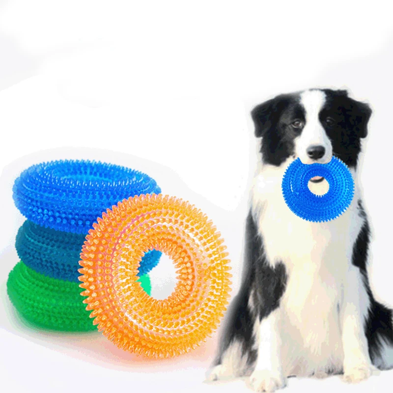

Pet Toys Bite Resistant Sound Toy Ball Chew Teeth Clean Large Dog Golden Retriever Barbed TPR Train Teeth Cleaning Jouet Chien