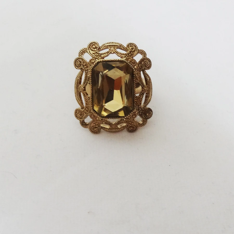 

Luxurious Copper Color Vintage Crystal Rings Party Jewelry Court Style Rings Mujer