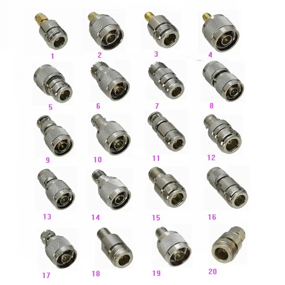 

10pcs Adapter N to SMA / UHF PL259 SO239 / BNC / TNC / F TV Male plug & Female jack RF Coaxial Connector