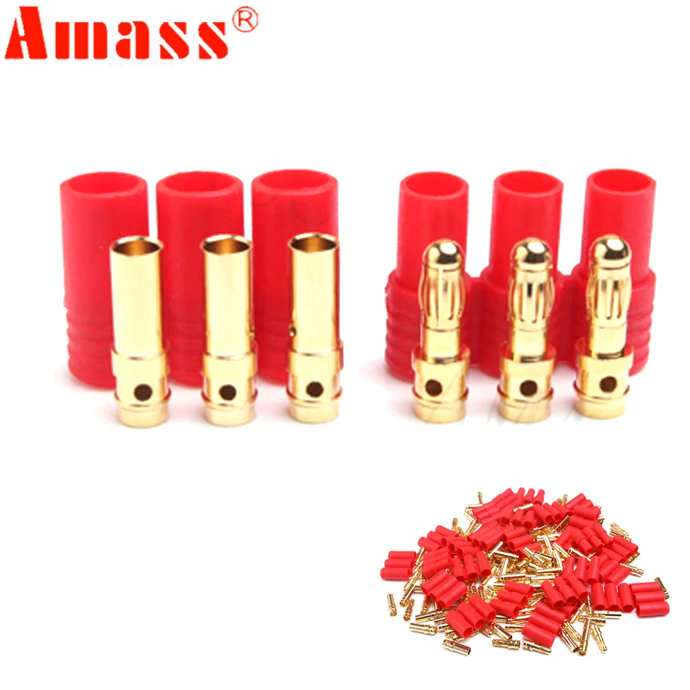 5/10 Pair AMASS 3.5mm three-core 3X3.5mm Bullet Connectors with Housing for Brush less Motor install