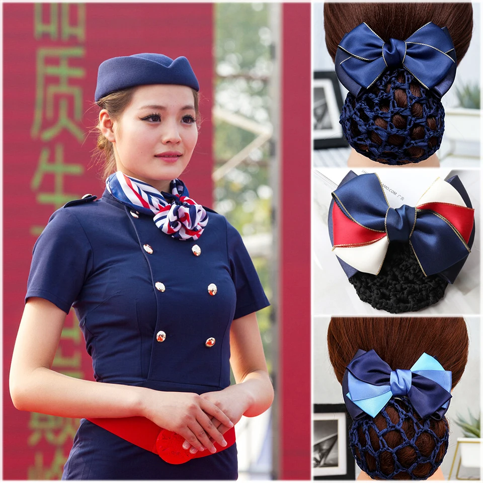 Хит продаж Женский офисный Профессиональный головной убор сетчатый карман бант