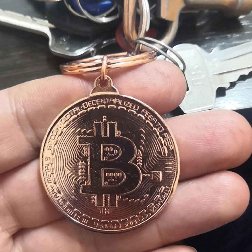 Bitcoin монета брелок Коллекционная цвет серебристый Золотой Медь имитация BTC для