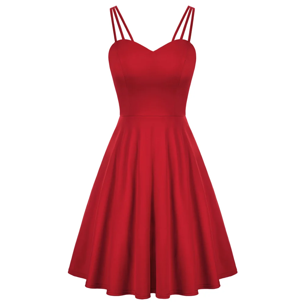 

GRACE KARIN Women's Spaghetti Strap Dress V Neck Sleeveless Cocktail Dress Casual Swing A Line Club Party Dresses Vestido A30