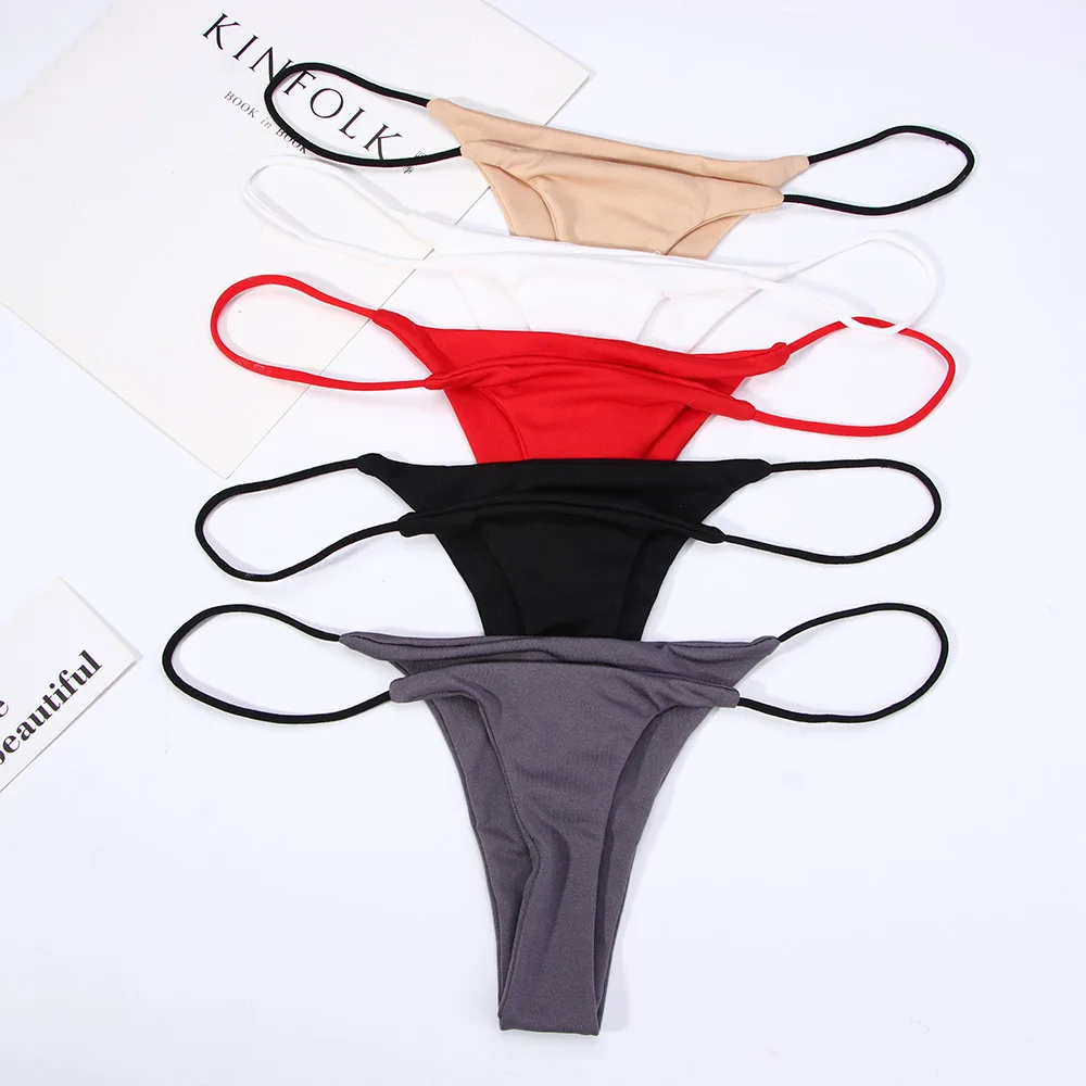 

Thin Strappy Women Thongs and G Strings Plus Size Low Rise Female Tanga Cotton Bikini Underwear S-XL Solid Color Panties