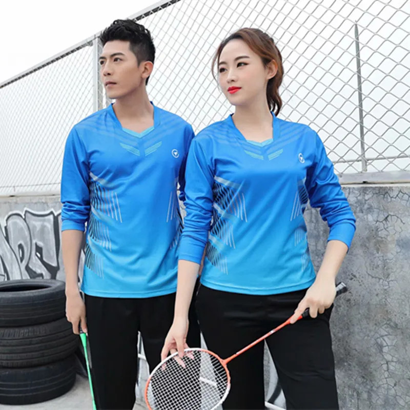 High Quality Women& Men Long Sleeve Tennis Shirts Pants Tracksuits Autumn Badminton Set Table Tennis Uniform Sports Kit Custom