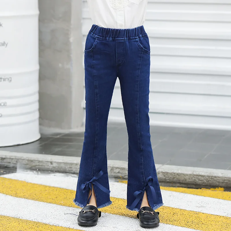 Штаны для девочек новое поступление весенне-осенние модные однотонные джинсы