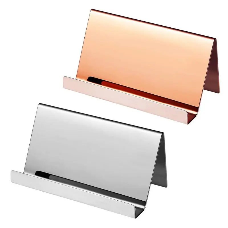 

High-End Stainless Steel Business Name Card Holder Display Stand Rack Desktop Table Organizer 2 Colors 32CA