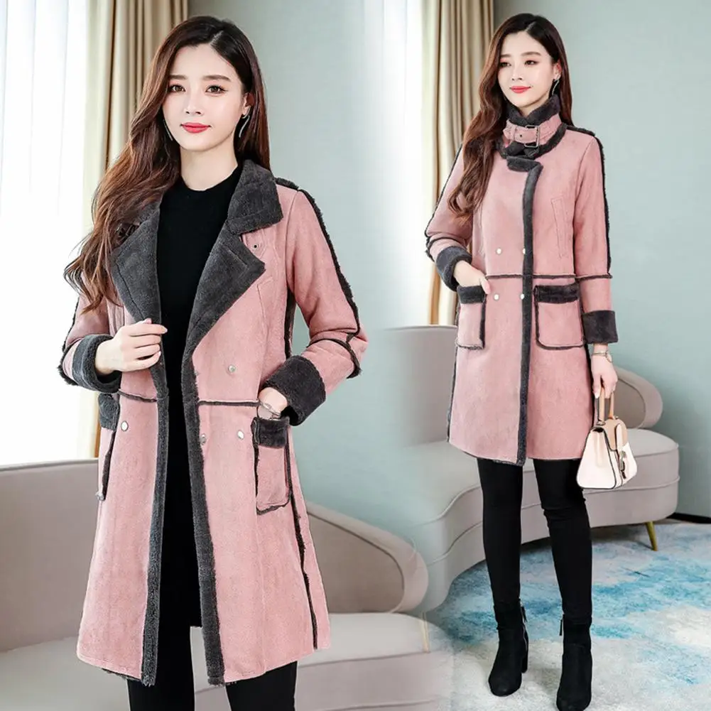 2019 New Women Fashion Loose Medium Long Suede Fabric Padded Coat | Женская одежда