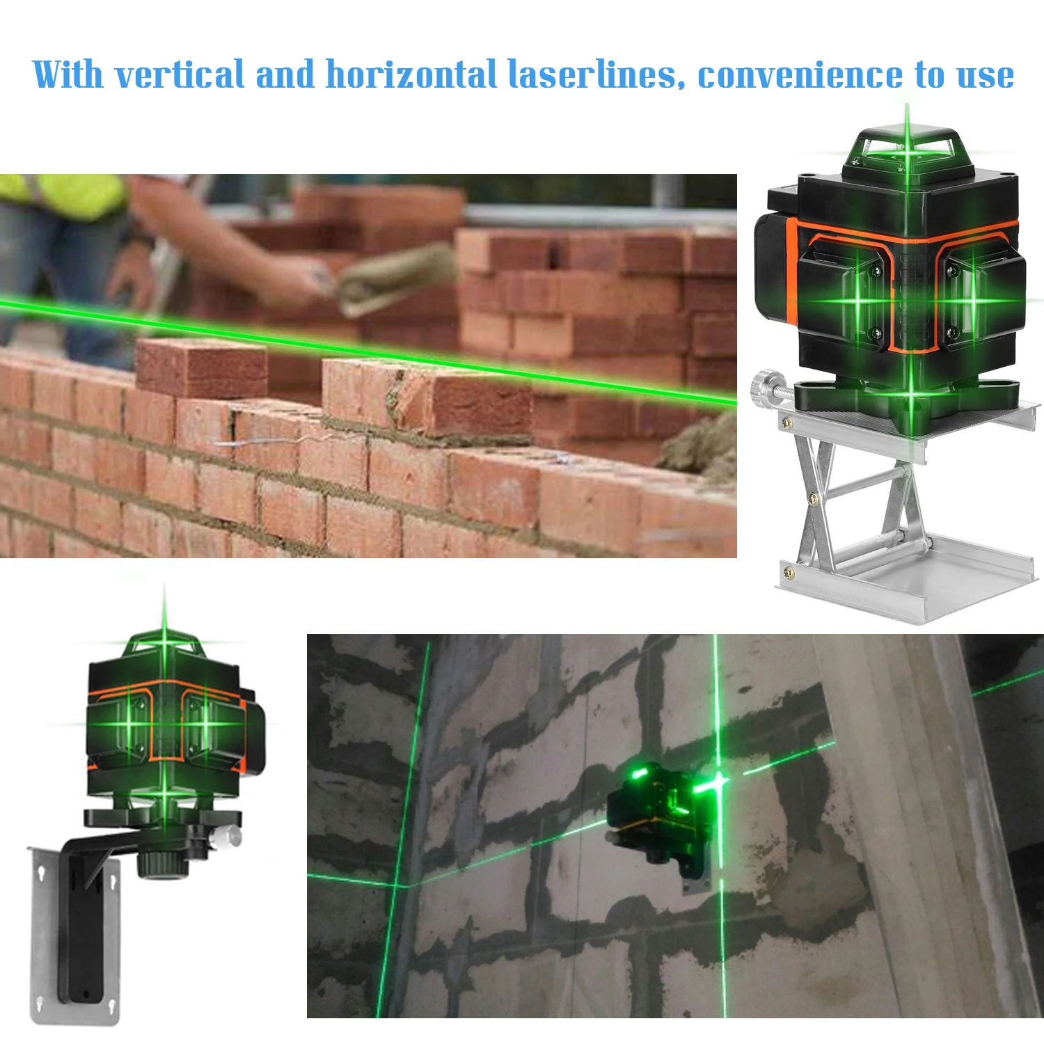 

Laser Level 4D 16 Lines Green Vertical Horizontal Cross Line with 360 Degre Self-leveling Function Indoor Outdoor Control Tester