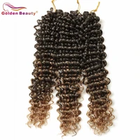 golden beauty 16inch deep wave curly synthetic hair extensions easy crochet braiding hair bundle soft faux locs wig for women