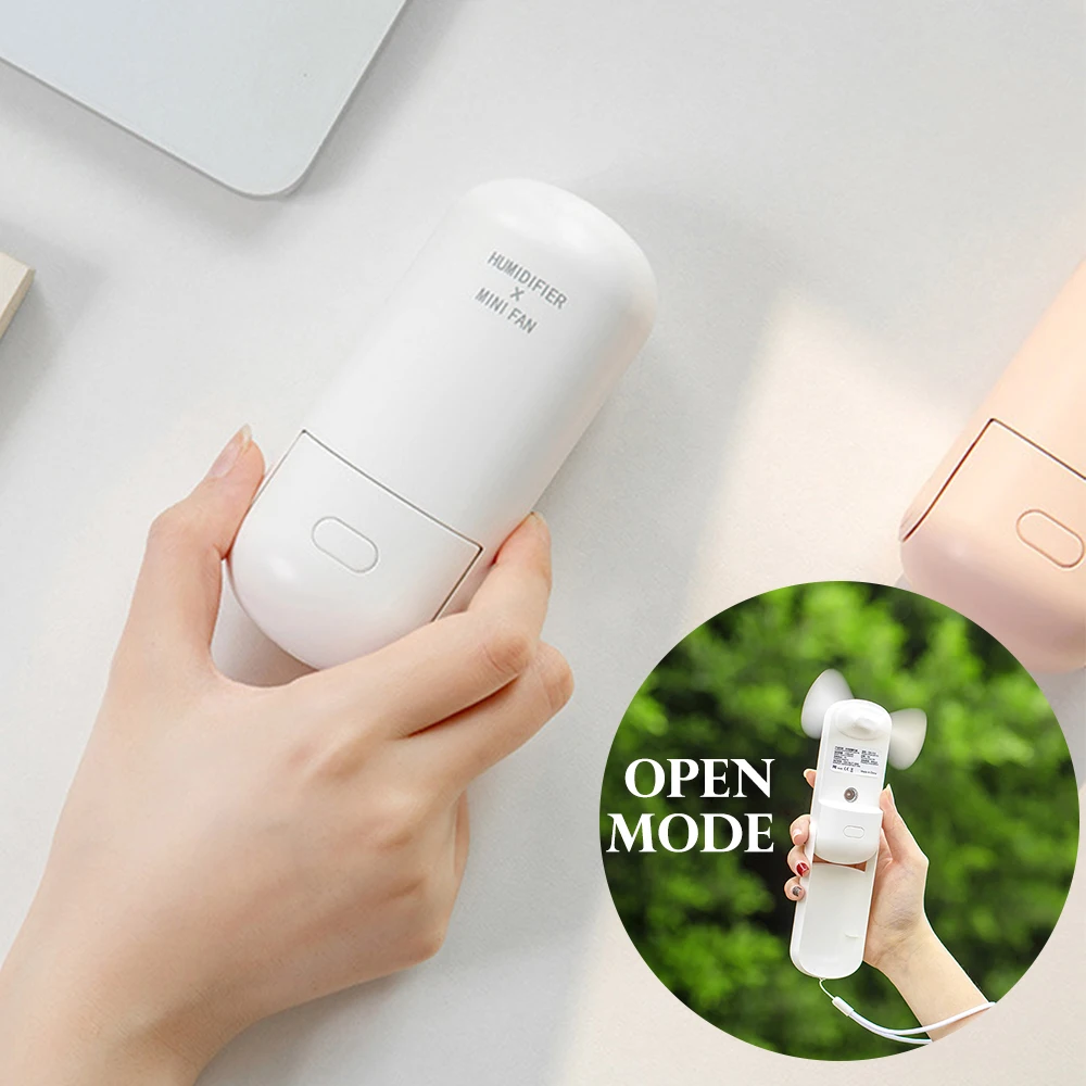 Портативный мини вентилятор с распылителем и usb зарядкой двумя скоростями тихий