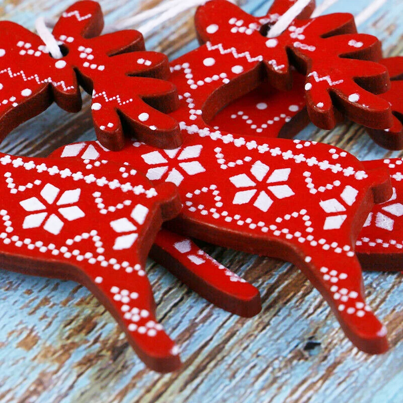 12 шт./кор. деревянные Рождественские Подвески Украшения Смешанные Jingle Bell/с изображением снеговика/оленя со звездами для детей Рождественская елка Подвесные Подарки Декор